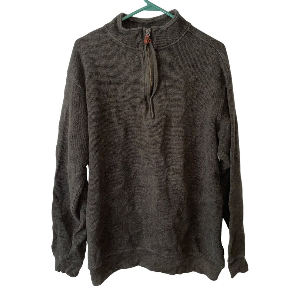 Woolrich Mens XL Half-Zip Pullover Sweater 100% Cotton Gray Long Sleeve